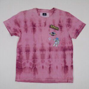 tee with patches upcycled reworked hand dyed shirt with embroidered patches